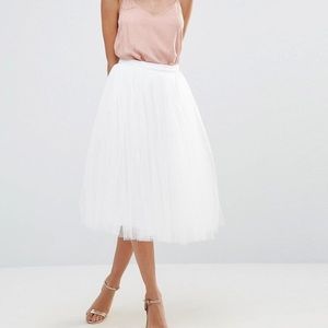 NWT! White Midi Tulle Skirt